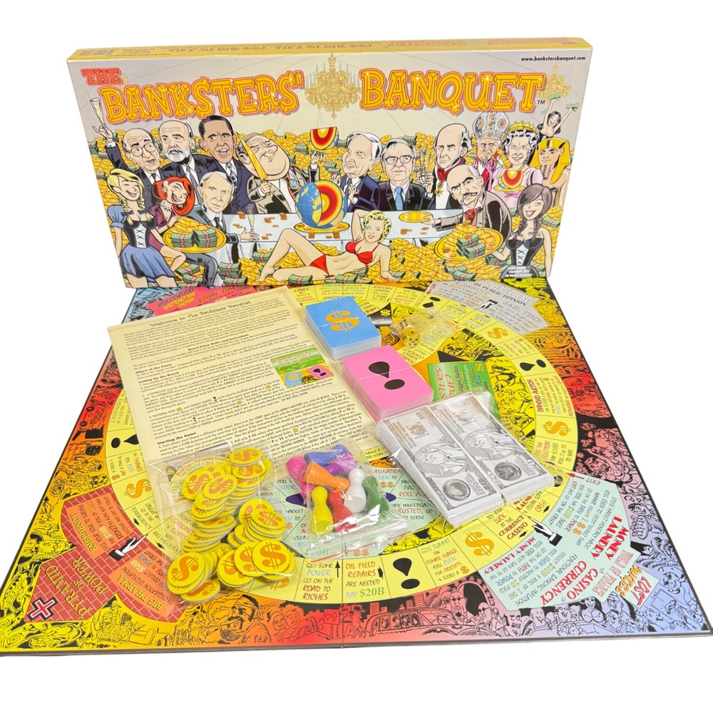 The Banksters Banquet Board Game Alive 2011 Complete LNC Satirical Strategy